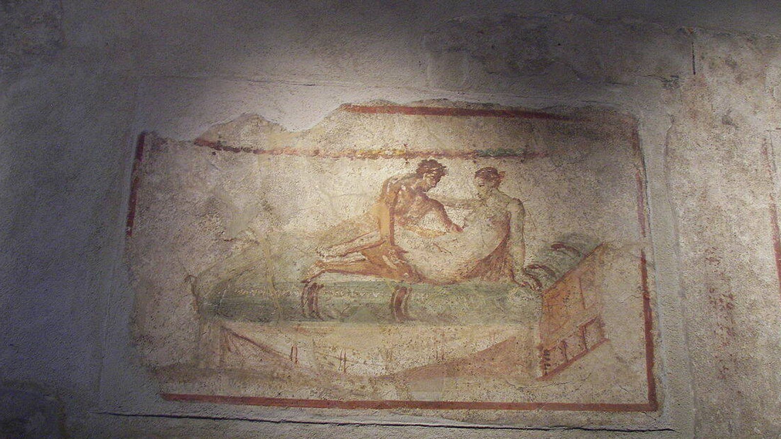 Fresco de un lupanar de Pompeya. (Wikimedia commons)